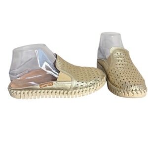 Bottero Bottwister Gold Metallic Woven Leather Slip‎ On Mules Women's 
Size 8